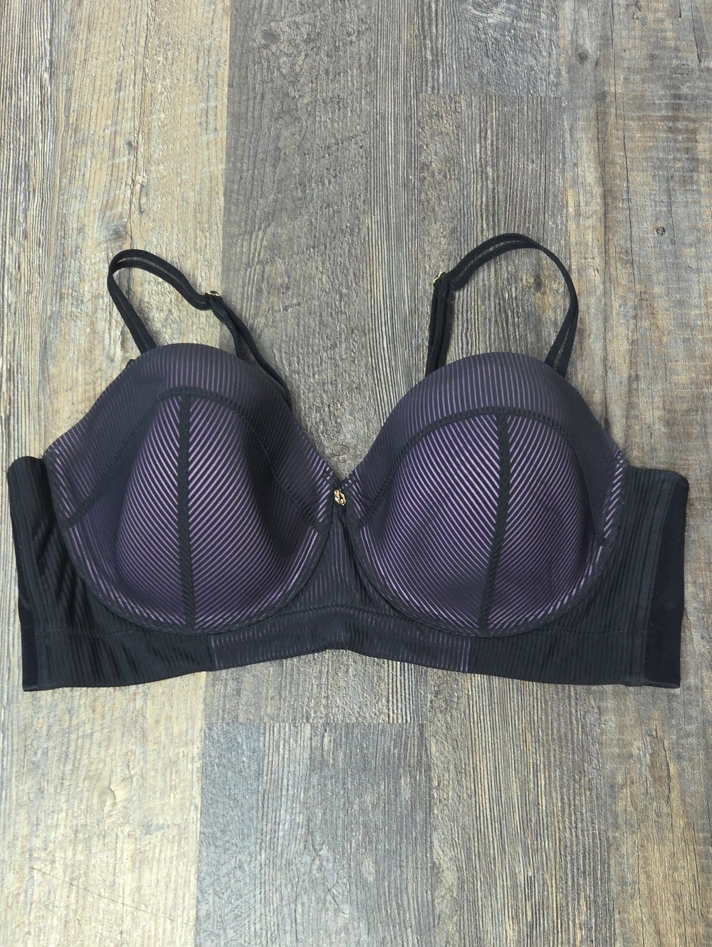 Ashley Graham Purple & Black Longline Underwire Bra